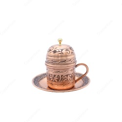 Copperdone Handmade Handcrafted Chisel Work Copper Turkish Greek Coffee Mug Cup Antic Copper Color - 1