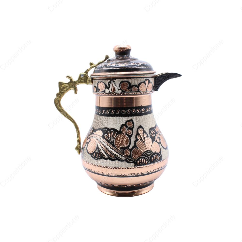 Copperdone Handmade Handcrafted Copper Jug Decanter with Lid Black Color - 2