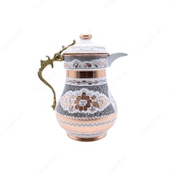 Copperdone Handmade Handcrafted Copper Jug Decanter with Lid White Color - 1