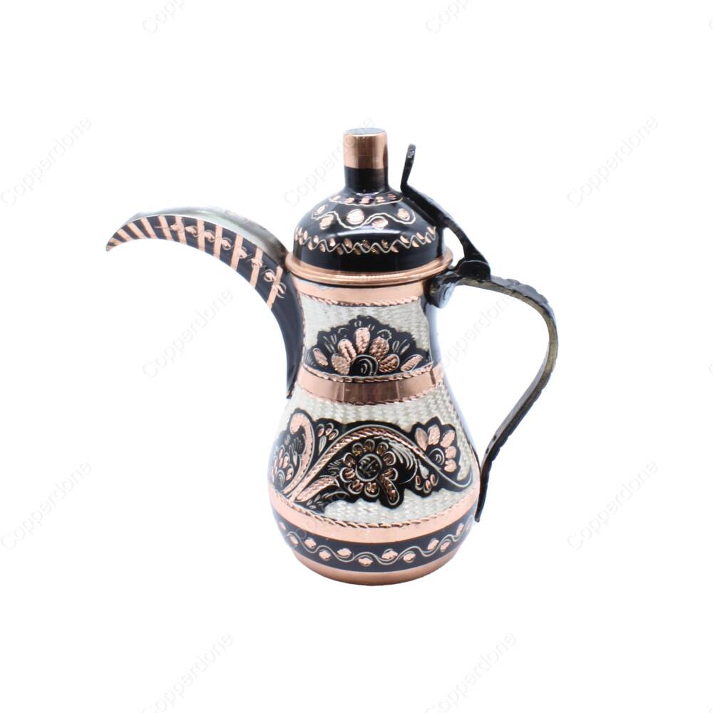 Copperdone Handmade Handcrafted Copper Turkish Arabic Coffee Maker Dallah Mırra Coffee Pot Black Color - 1