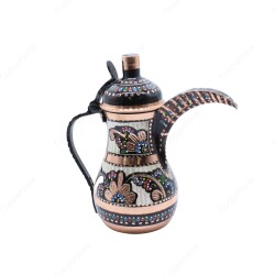 Copperdone Handmade Handcrafted Copper Turkish Arabic Coffee Maker Dallah Mırra Coffee Pot Black Mix Color - 1