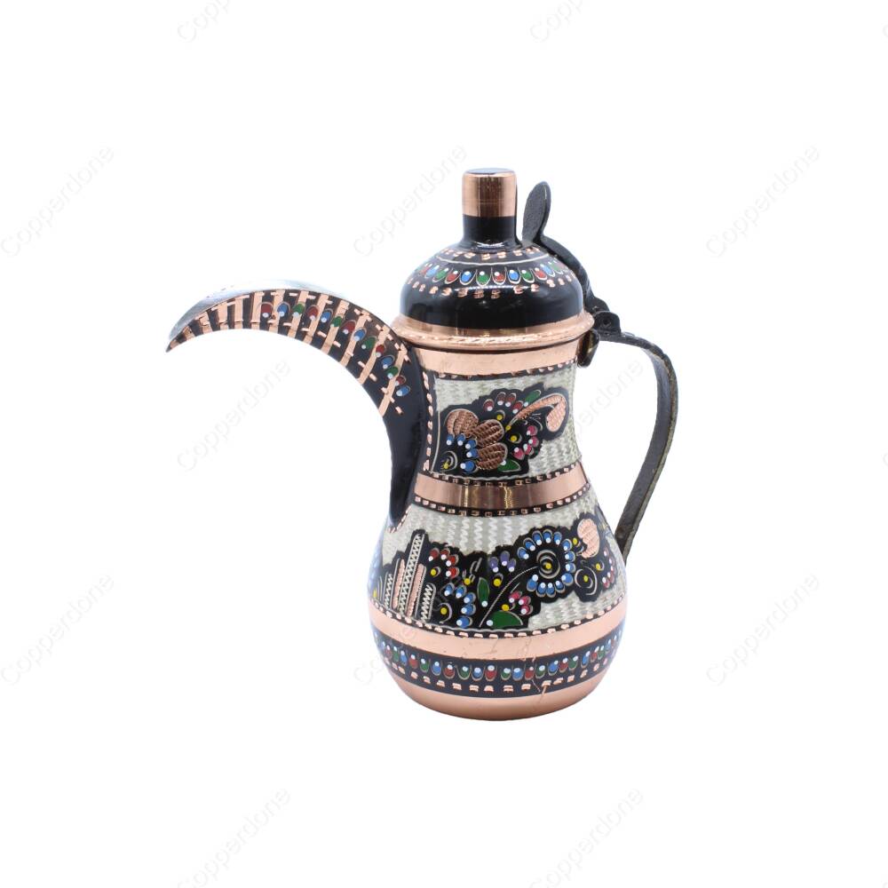 Copperdone Handmade Handcrafted Copper Turkish Arabic Coffee Maker Dallah Mırra Coffee Pot Black Mix Color - 2