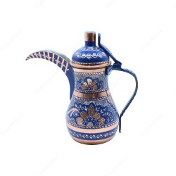 Copperdone Handmade Handcrafted Copper Turkish Arabic Coffee Maker Dallah Mırra Coffee Pot Blue Color - 1