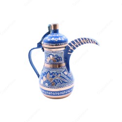 Copperdone Handmade Handcrafted Copper Turkish Arabic Coffee Maker Dallah Mırra Coffee Pot Blue Color - 2