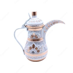 Copperdone Handmade Handcrafted Copper Turkish Arabic Coffee Maker Dallah Mırra Coffee Pot White Color - 1