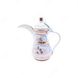 Copperdone Handmade Handcrafted Copper Turkish Arabic Coffee Maker Dallah Mırra Coffee Pot White Color - 2