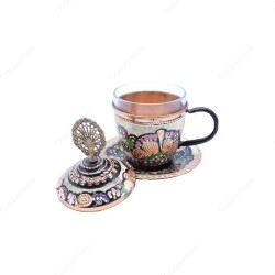 Copperdone Handmade Handcrafted Copper Turkish Arabic Greek Coffee Fincan Serving Cup Black Enameled Color - 2