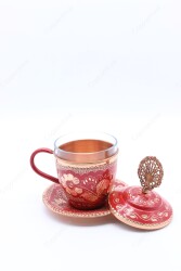 Copperdone Handmade Handcrafted Copper Turkish Arabic Greek Coffee Fincan Serving Cup Red Color - 3