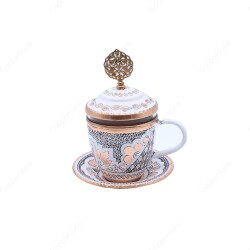 Copperdone Handmade Handcrafted Copper Turkish Arabic Greek Coffee Fincan Serving Cup White Color - 1