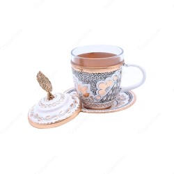 Copperdone Handmade Handcrafted Copper Turkish Arabic Greek Coffee Fincan Serving Cup White Color - 2