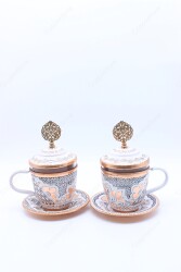 Copperdone Handmade Handcrafted Copper Turkish Arabic Greek Coffee Fincan Serving Cup White Color - 3