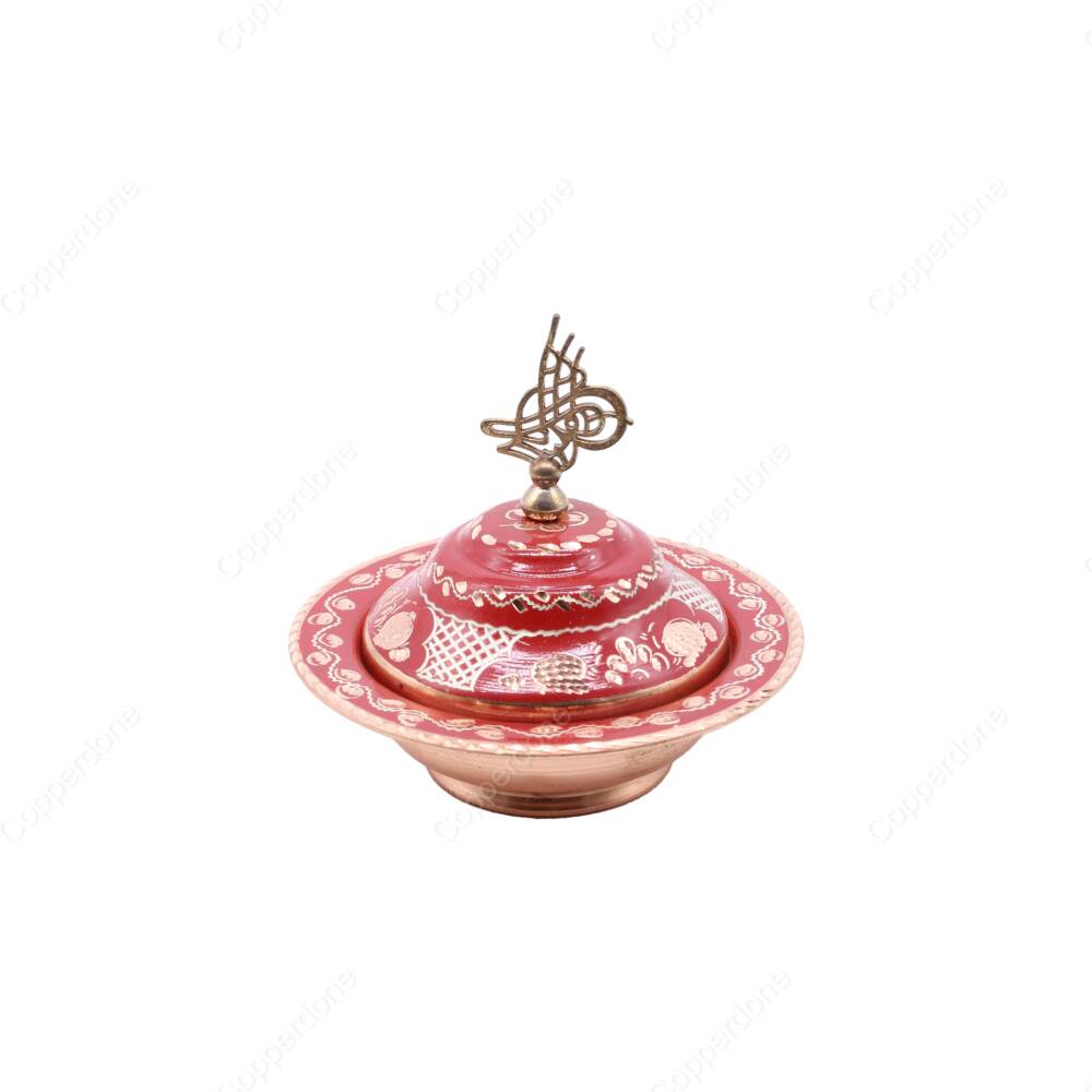 Copperdone Handmade Handcrafted Mini Candy Sugar Bowl Red Color - 1