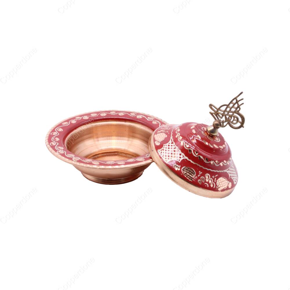 Copperdone Handmade Handcrafted Mini Candy Sugar Bowl Red Color - 2