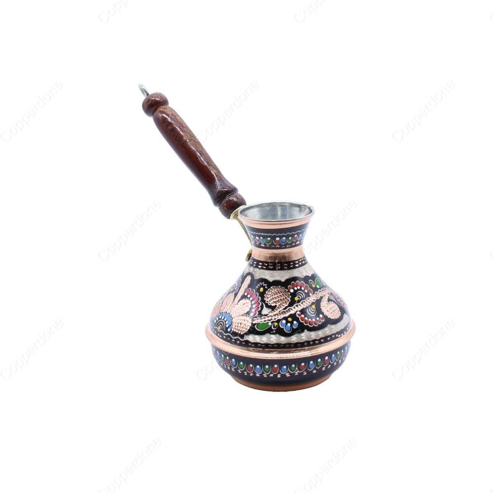 Copperdone Handmade Handcrafted Russian Model Copper Coffee Pot Cezve Ibrik Briki Turkish Greek Arabic Coffee Maker Black Color - 2