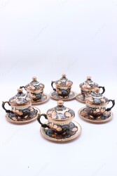 Copperdone Handmade Handcrafted Turkish Greek Coffee Cup Set for 6 People Black Enameled Color - 3