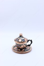 Copperdone Handmade Handcrafted Turkish Greek Coffee Cup Set for 6 People Black Enameled Color - 4