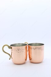 Copperdone Handmade Handhammered Copper Mug Masrapa Cup Shiny Copper Color With Brass Handle - 5