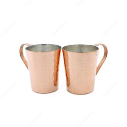 Copperdone Handmade Handhammered Copper Mug Masrapa Cup Shiny Copper Color With Copper Handle - 2