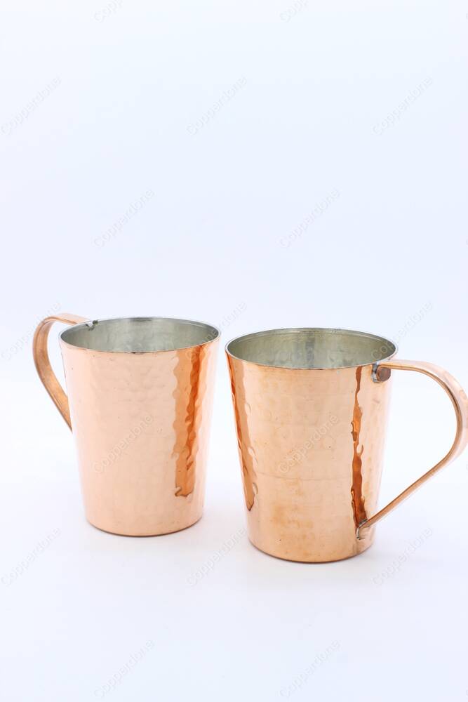 Copperdone Handmade Handhammered Copper Mug Masrapa Cup Shiny Copper Color With Copper Handle - 3