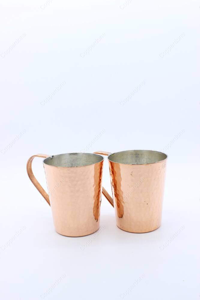 Copperdone Handmade Handhammered Copper Mug Masrapa Cup Shiny Copper Color With Copper Handle - 4