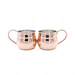 Copperdone Handmade Round Shape Copper Mug Masrapa Cup Shiny Copper Color With Copper Handle - 1