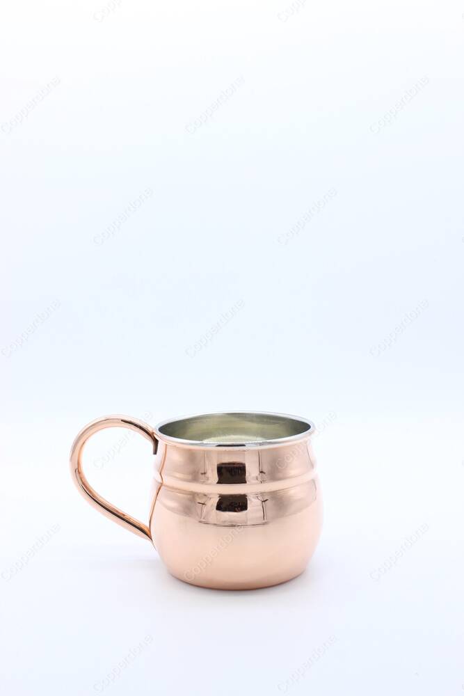 Copperdone Handmade Round Shape Copper Mug Masrapa Cup Shiny Copper Color With Copper Handle - 3