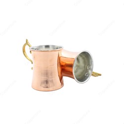 Copperdone Handmade Turkish Copper Mug Masrapa Cup With Brass Handle For Drinkware Serving - 1