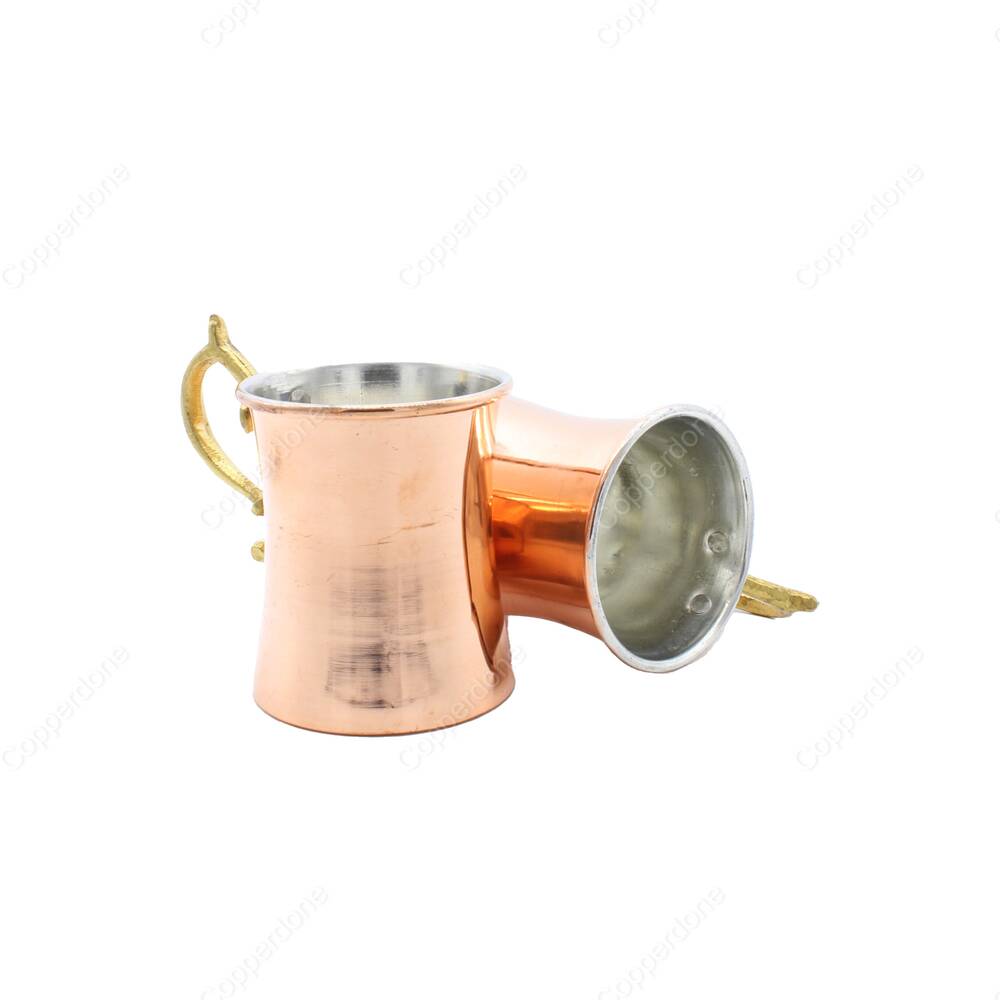 Copperdone Handmade Turkish Copper Mug Masrapa Cup With Brass Handle For Drinkware Serving - 1