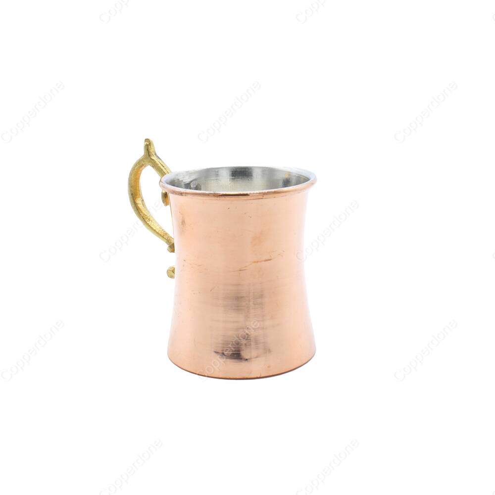 Copperdone Handmade Turkish Copper Mug Masrapa Cup With Brass Handle For Drinkware Serving - 2