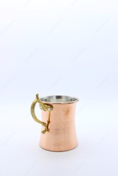 Copperdone Handmade Turkish Copper Mug Masrapa Cup With Brass Handle For Drinkware Serving - 3