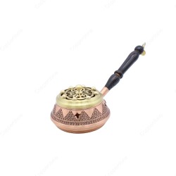 Copperdone Home Decor Grape Motif Hand Engraved Chisel Work Brass Cover Incense Burner Holder Antique Copper Color Medium - 1