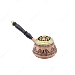 Copperdone Home Decor Grape Motif Hand Engraved Chisel Work Brass Cover Incense Burner Holder Antique Copper Color Small - 1