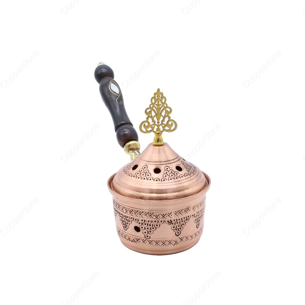 Copperdone Home Decor Grape Motif Hand Engraved Chisel Work Incense Burner Holder - 1