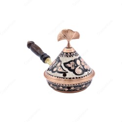 Copperdone Home Decor Handmade Hand Painted Conical Shape Incense Burner Holder Black - 2