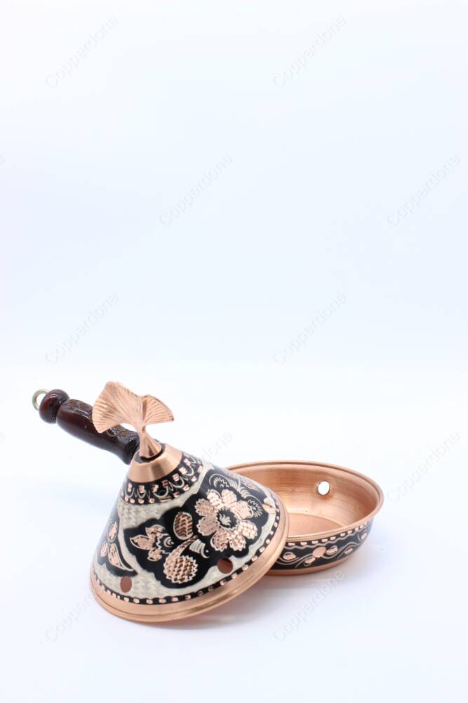 Copperdone Home Decor Handmade Hand Painted Conical Shape Incense Burner Holder Black - 3