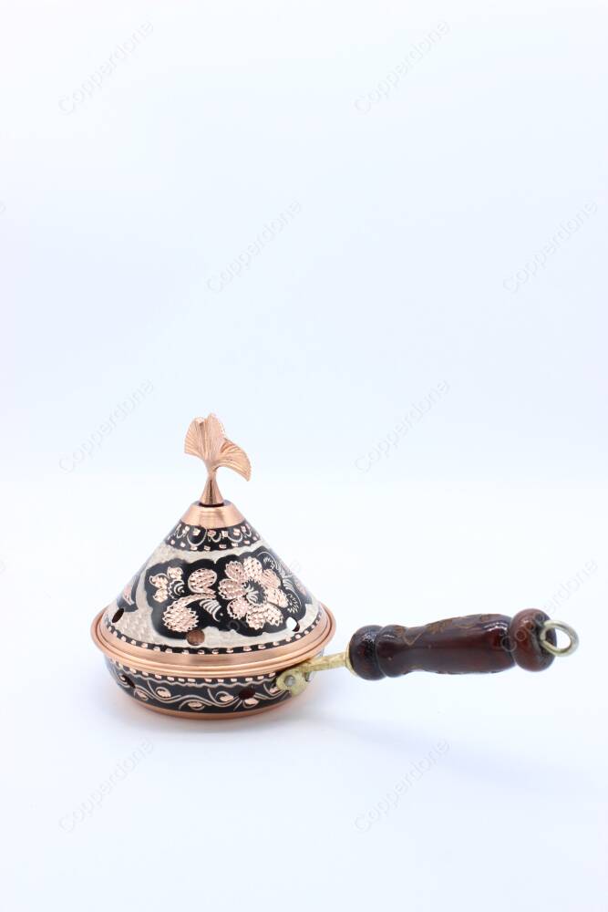 Copperdone Home Decor Handmade Hand Painted Conical Shape Incense Burner Holder Black - 4