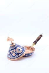 Copperdone Home Decor Handmade Hand Painted Conical Shape Incense Burner Holder Blue - 3