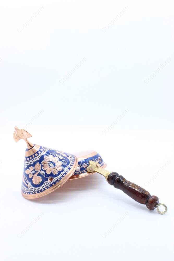 Copperdone Home Decor Handmade Hand Painted Conical Shape Incense Burner Holder Blue - 5