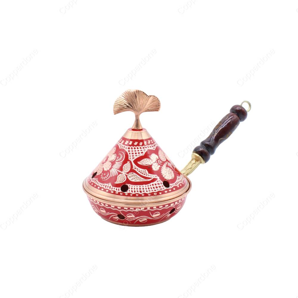 Copperdone Home Decor Handmade Hand Painted Conical Shape Incense Burner Holder Red - 1