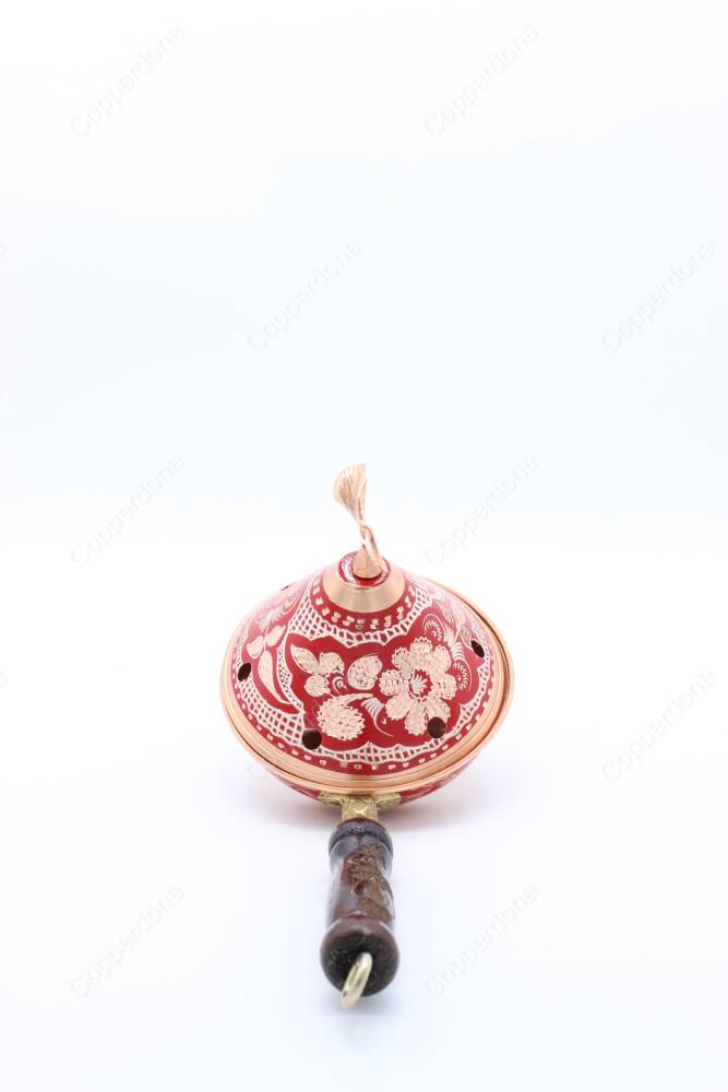 Copperdone Home Decor Handmade Hand Painted Conical Shape Incense Burner Holder Red - 4