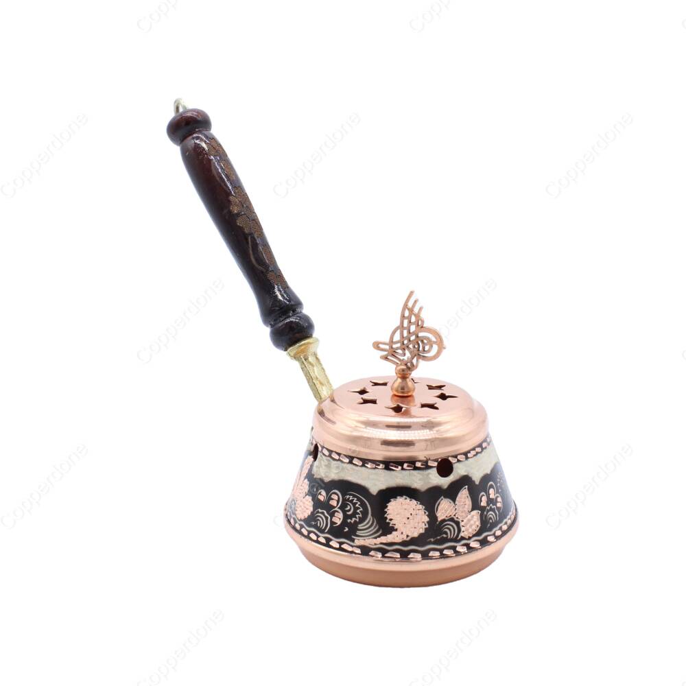 Copperdone Home Decor Handmade Hand Painted Incense Burner Holder Black - 2