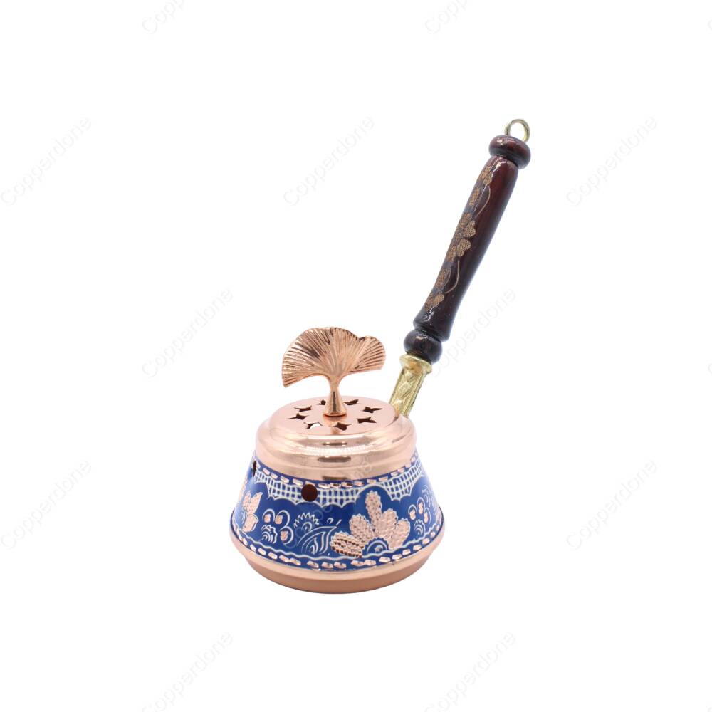 Copperdone Home Decor Handmade Hand Painted Incense Burner Holder Blue - 1