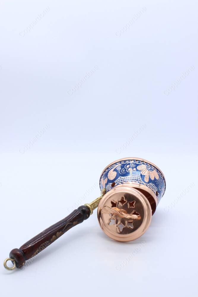 Copperdone Home Decor Handmade Hand Painted Incense Burner Holder Blue - 4