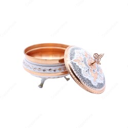 Copperdone Home Decor Handmade Handcrafted Copper Candy Sugar Bowl Set White Color Large - 2