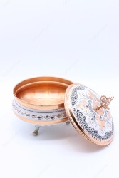 Copperdone Home Decor Handmade Handcrafted Copper Candy Sugar Bowl Set White Color Large - 3