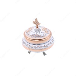 Copperdone Home Decor Handmade Handcrafted Copper Candy Sugar Bowl Set White Color Small - 1