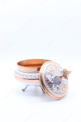 Copperdone Home Decor Handmade Handcrafted Copper Candy Sugar Bowl Set White Color Small - 4