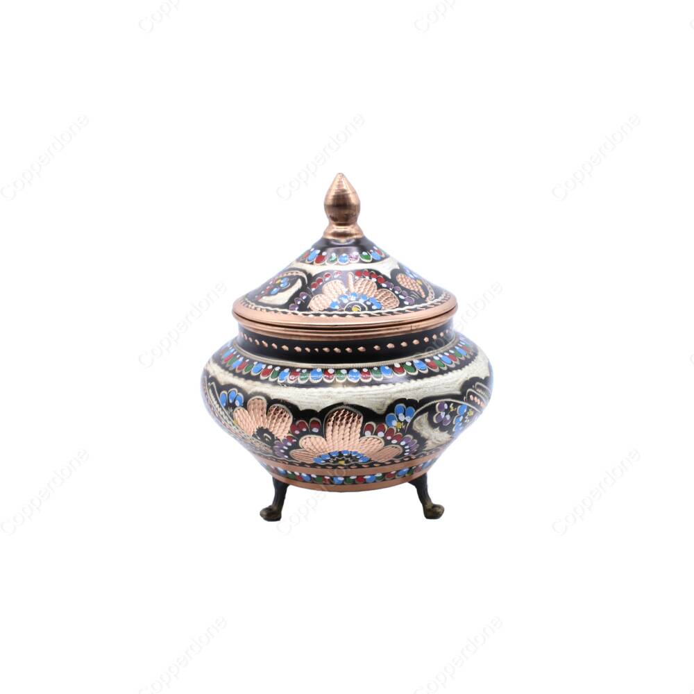 Copperdone Home Decor Handmade Handcrafted Copper Candy Sugar Chocolate Bowl Black Enameled Color - 1