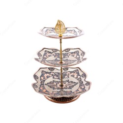 Copperdone Home Decoration Handcrafted Three Tier Copper Serving Stand Cookies Cake Food Dessert Serving Tray Black Color - 1