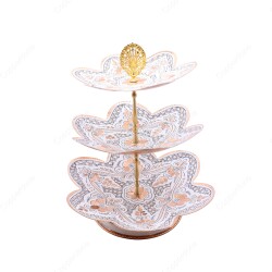 Copperdone Home Decoration Handcrafted Three Tier Copper Serving Stand Cookies Cake Food Dessert Serving Tray White Color - 1